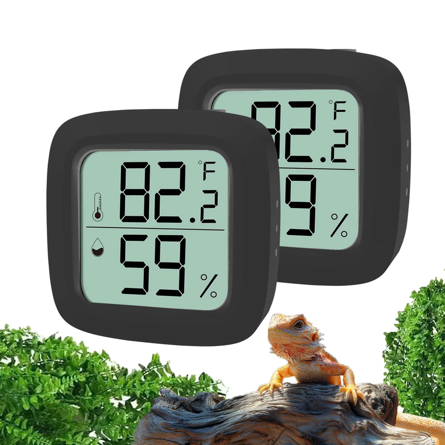 Reptile Thermometer and Hygrometer – Fast Accurate LCD Digital Temp & Humidity Meter for Bearded Dragon Tank Accessories