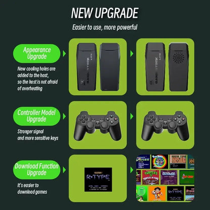 Video Game Console 2.4G Double Wireless Controller 4K HDMI for PS1/SFC/NES TV & PC