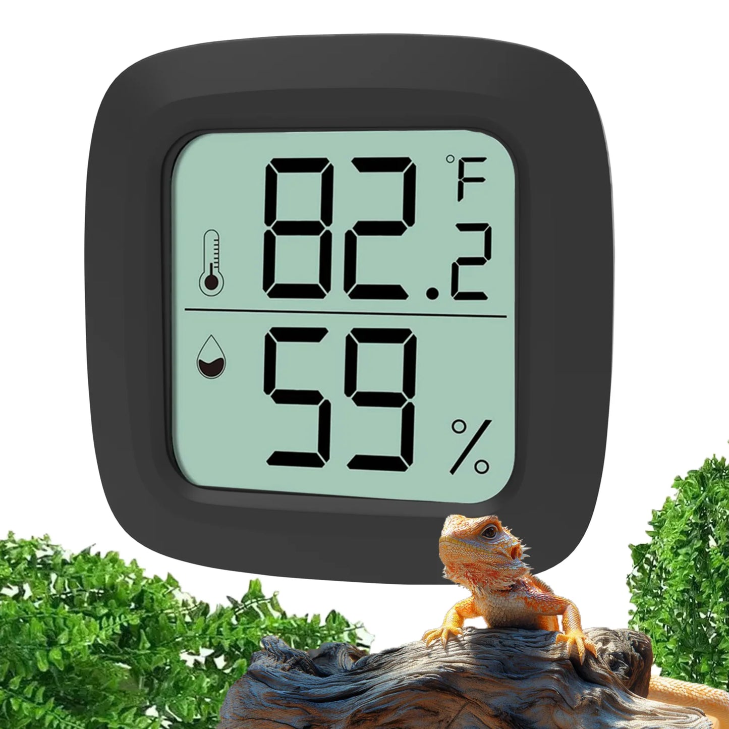 Reptile Thermometer and Hygrometer – Fast Accurate LCD Digital Temp & Humidity Meter for Bearded Dragon Tank Accessories