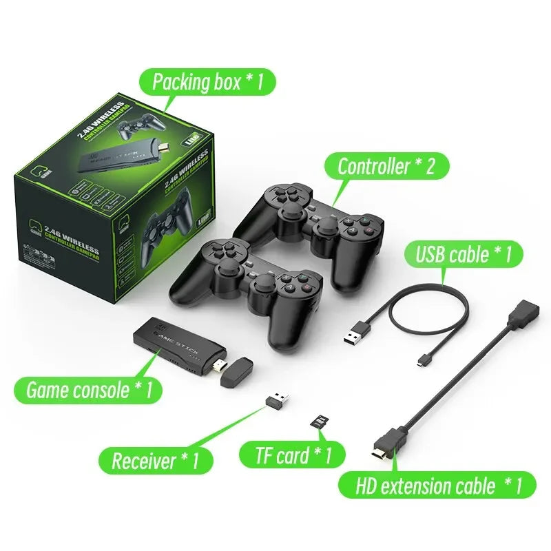 Video Game Console 2.4G Double Wireless Controller 4K HDMI for PS1/SFC/NES TV & PC
