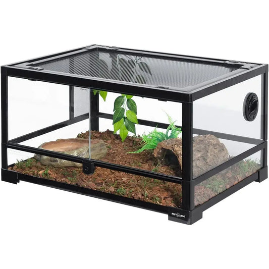 20 Gallon Reptile Terrarium 24" x 18"x 12", Double Hinged Opening Doors & Top Ventilation