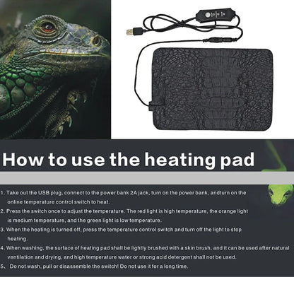 Pet Reptile Electric Heating Pad - Adjustable 3 gear temperature Controller