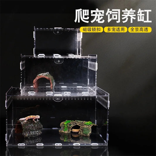 Transparent Acrylic Reptile Terrarium Enclosure For Geckos Lizards Snakes Desktop Table Display For Home Office Decor For Kids