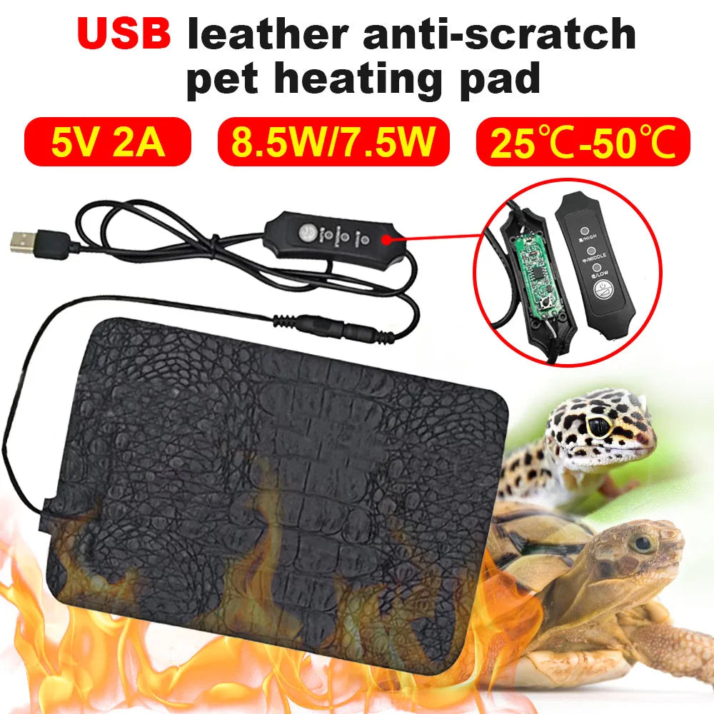 Pet Reptile Electric Heating Pad - Adjustable 3 gear temperature Controller