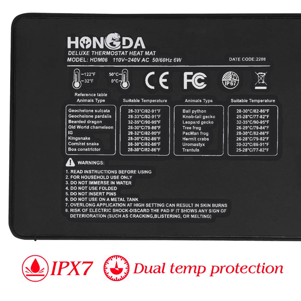 6W 11W 23W 36W Reptile Heat Mat with Thermostat for Indoor Terrarium