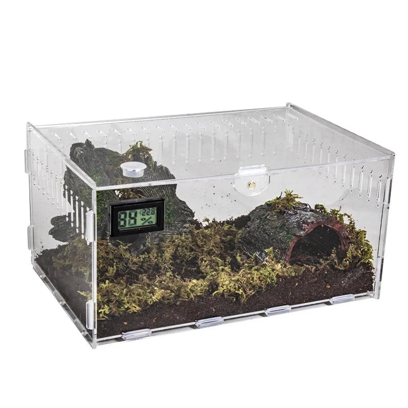 Transparent Acrylic Reptile Terrarium Enclosure For Geckos Lizards Snakes Desktop Table Display For Home Office Decor For Kids