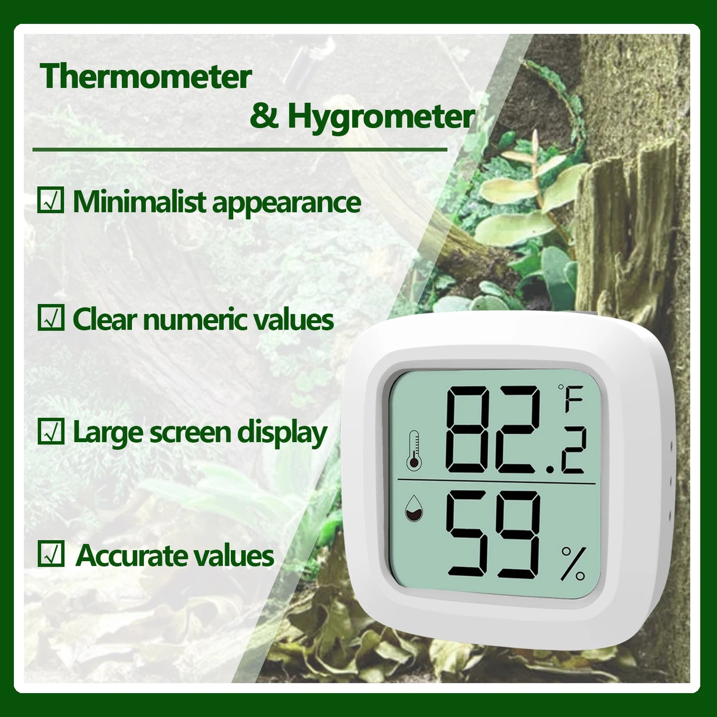 Reptile Thermometer and Hygrometer – Fast Accurate LCD Digital Temp & Humidity Meter for Bearded Dragon Tank Accessories