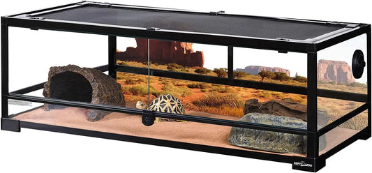 35 Gallon Full Glass Reptile Terrarium with Front Doors, Top Ventilation & Anti-Escape Lid for Lizards, Geckos, Snakes
