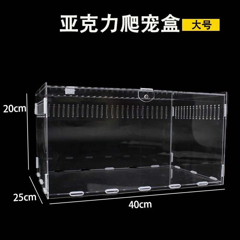 Transparent Acrylic Reptile Terrarium Enclosure For Geckos Lizards Snakes Desktop Table Display For Home Office Decor For Kids