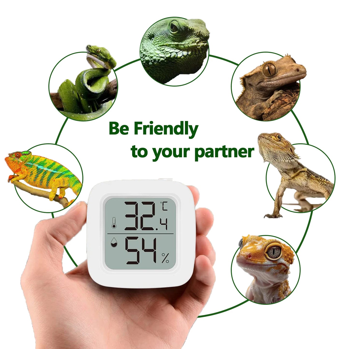 Reptile Thermometer and Hygrometer – Fast Accurate LCD Digital Temp & Humidity Meter for Bearded Dragon Tank Accessories